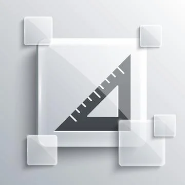 Grey Triangular ruler icon isolated on grey background. Straightedge symbol 스톡 일러스트