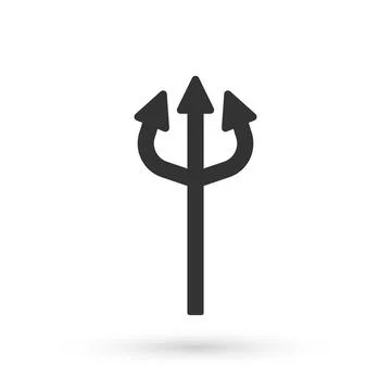 Grey Trident devil icon isolated on white background. Happy Halloween party Stock Illustration