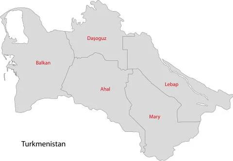 Grey Turkmenistan map Stock Illustration
