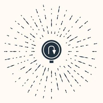 Grey Turn back road icon isolated on beige background. Traffic rules and safe Stock Illustration