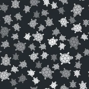 Grey Turtle icon isolated seamless pattern on black background. Vector. Illustrazione stock