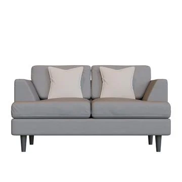 Grey Two Seater Sofa Front View 3D Render Illustration Stock Illustration