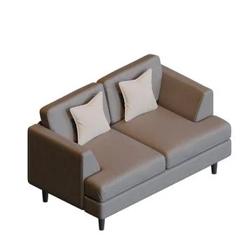 Grey Two Seater Sofa Isometric View 3D Render Illustration Stock Illustration