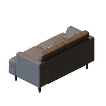 Grey Two Seater Sofa Rear Isometric View 3D Render Illustration Stock Illustration