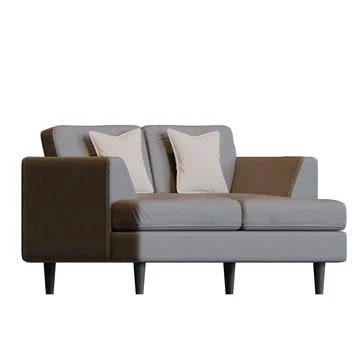 Grey Two Seater Sofa Side View 3D Render Illustration Illustrazione stock