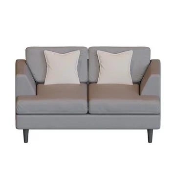 Grey Two Seater Sofa Top Front View 3D Render Illustration Stock Illustration