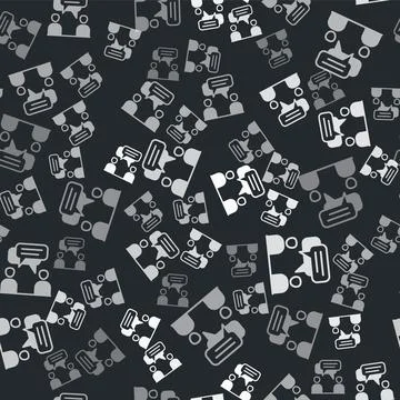 Grey Two sitting men talking icon isolated seamless pattern on black background Illustrazione stock