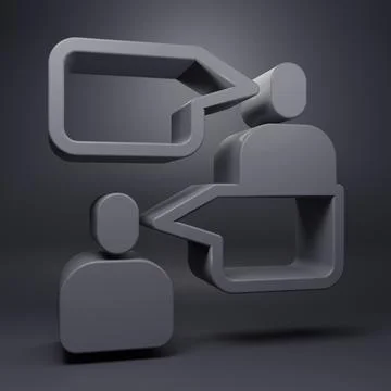 Grey Two sitting men talking icon isolated on grey background. Speech bubbl.. Ilustração Stock