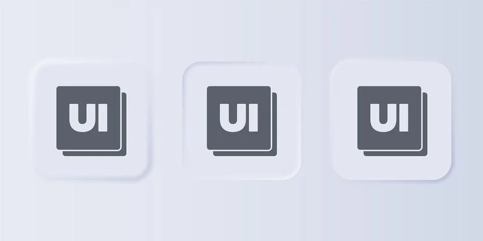 Grey UI or UX design icon isolated on grey background. Set icons in square .. 库存插图