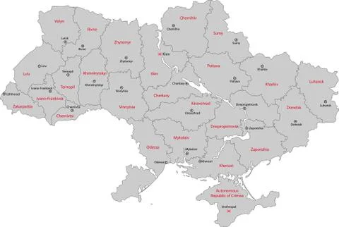 Grey Ukraine map Stock Illustration