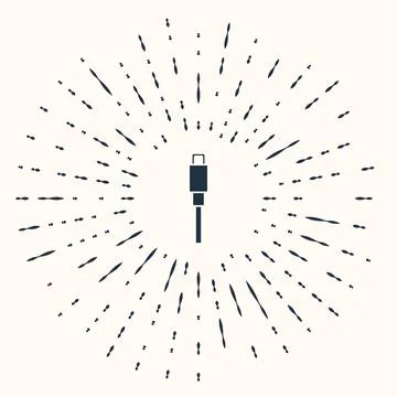 Grey USB cable cord icon isolated on beige background. Connectors and sockets Stock Illustration