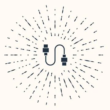 Grey USB cable cord icon isolated on beige background. Connectors and sockets Illustrazione stock