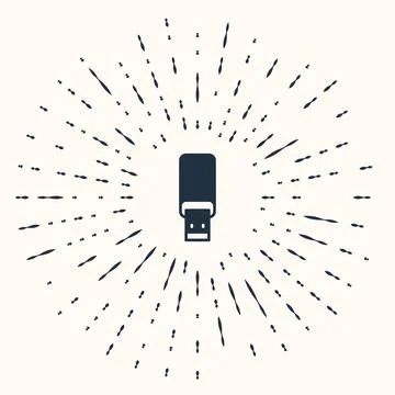 Grey USB flash drive icon isolated on beige background. Abstract circle random Stock Illustration