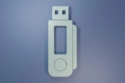 Grey USB flash drive icon isolated on purple-blue background. Minimalism co.. Stock Illustration