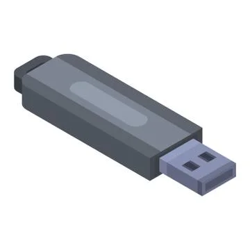 Grey usb flash icon, isometric style Stock Illustration