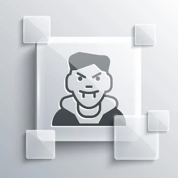 Grey Vampire icon isolated on grey background. Happy Halloween party. Square Stock Illustration