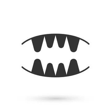 Grey Vampire teeth icon isolated on white background. Happy Halloween party 스톡 일러스트