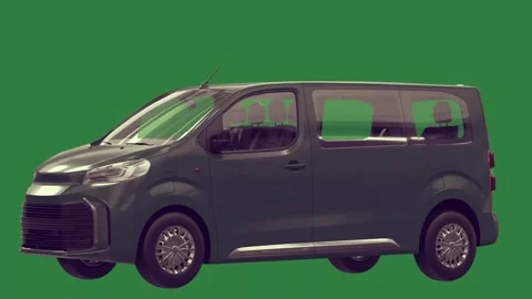 A grey van on green background and screen is parked black citroo car Stock Footage 337029113