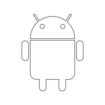 Grey vector android line icon isolated on white background Stock Illustration