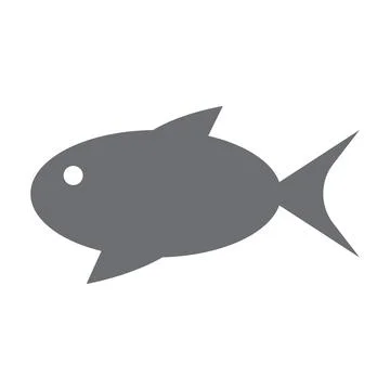 Grey vector aquarium fish icon isolated on white background Stock Illustration