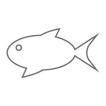 Grey vector aquarium fish line icon isolated on white background Stock Illustration