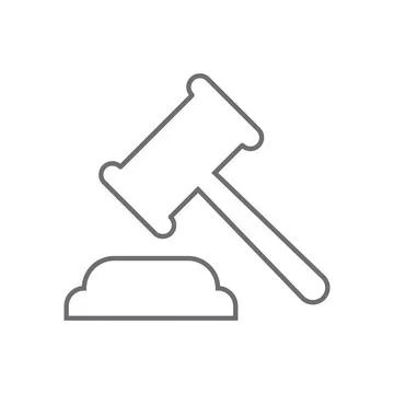 Grey vector auction line icon isolated on white background Stock Illustration