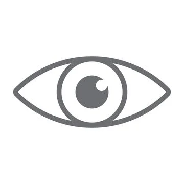 Grey vector eye line icon isolated on white background Stock Illustration