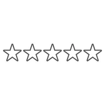 Grey vector five stars line icon isolated on white background Stock Illustration