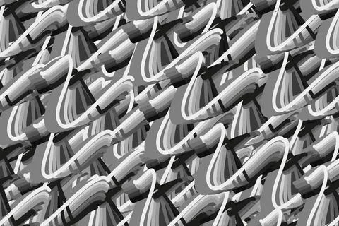 Grey Vector Isometric Background Seamless Pattern, 3D Illustration Illustrazione stock