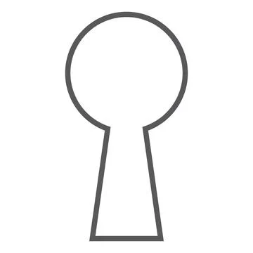 Grey vector keyhole line icon isolated on white background Stock Illustration