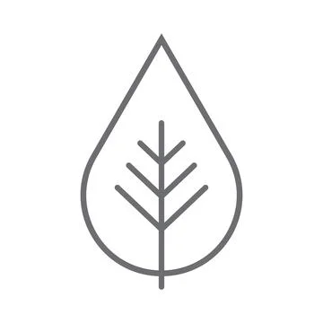 Grey vector leaf line icon isolated on white background Stock Illustration