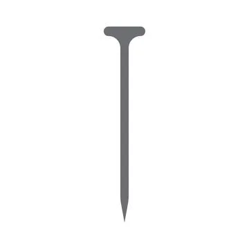 Grey vector metal nail icon isolated on white background Stock Illustration