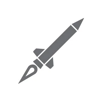 Grey vector missile icon isolated on white background Stock Illustration