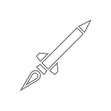 Grey vector missile line icon isolated on white background Stock Illustration
