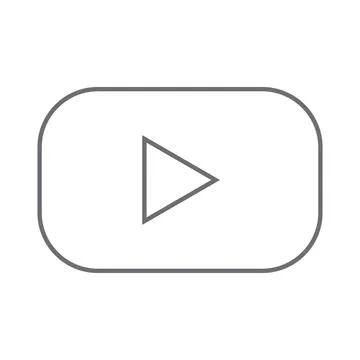 Grey vector play button line icon isoated on white background Stock Illustration