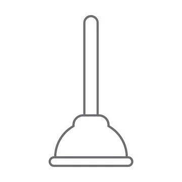 Grey vector plunger line icon isolated on white background Stock Illustration