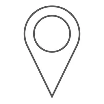 Grey vector point of location line icon isolated on white background Illustrazione stock