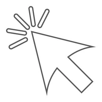 Grey vector pointer or cursor line icon isolated on white background Stock Illustration