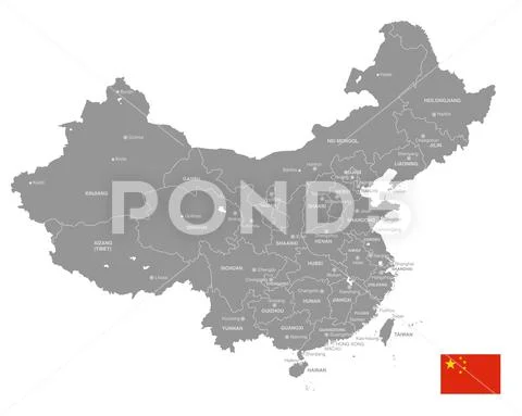 Grey Vector Political Map of China Illustration #92849556