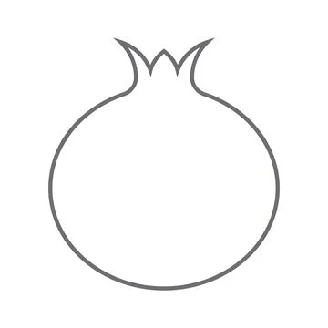 Grey vector Pomegranate fruit line icon isolated on white background Stock Illustration