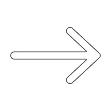 Grey vector right arrow line icon isolated on white background Stock Illustration