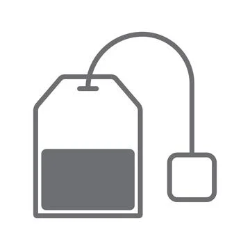 Grey vector teabag line art icon isolated on white background Illustrazione stock