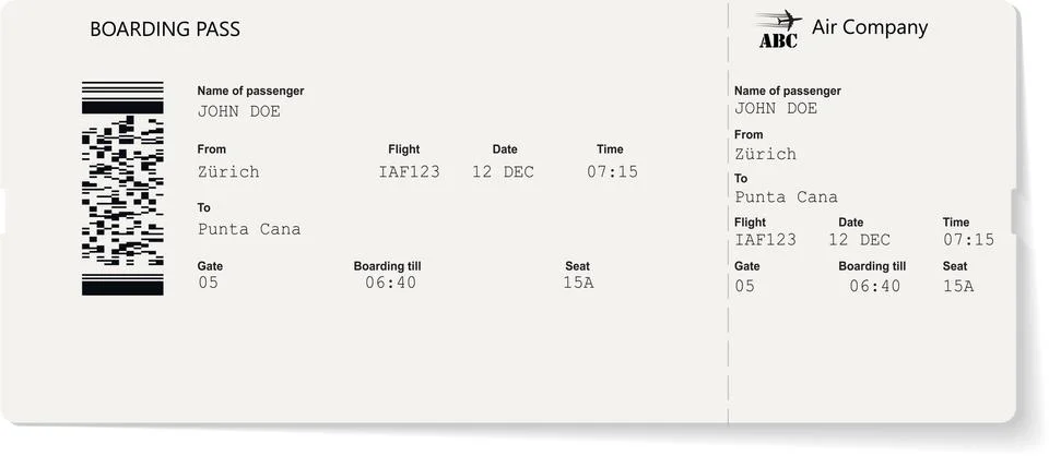 Grey vector template of boarding pass ticket Stock-Illustration