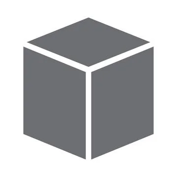 Grey vector three dimensional or 3d cube icon isolated on white background Stock Illustration