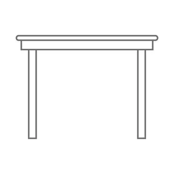 Grey vector wooden table line icon isolated on white background Stock Illustration