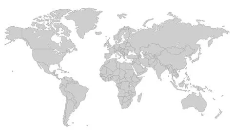 Grey Vector world map Stock Illustration