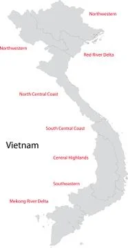 Grey Vietnam map Stock Illustration