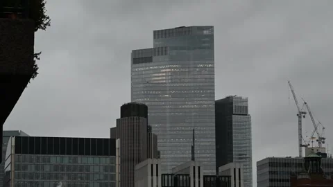 A grey view from the Barbican Centre to the City of London, United Kingdom Stock Footage 263404352
