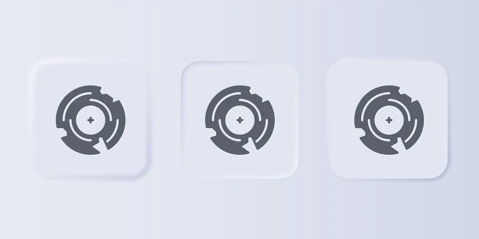 Grey Vinyl disk icon isolated on grey background. Set icons in square butto.. Illustrazione stock