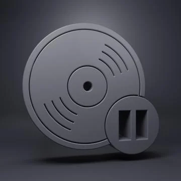 Grey Vinyl disk icon isolated on grey background. Minimalism concept. 3D re.. Illustrazione stock